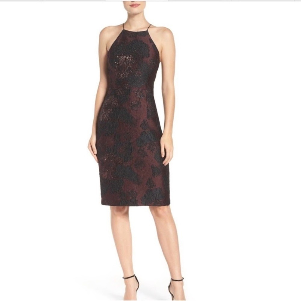 Vera‎ Wang Brocade Midi Dress